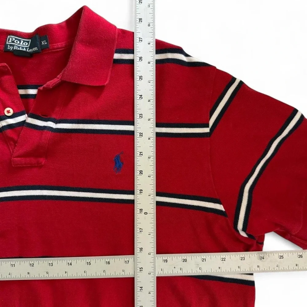 Vintage Polo Ralph Lauren Red Stripe Polo Men's XL Preppy